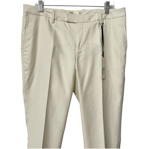 Suitstudio Cotton-Silk Mid-Rise Sz 8 Medium New w Tags Off-White Straight-Leg Tr - Picture 2 of 14